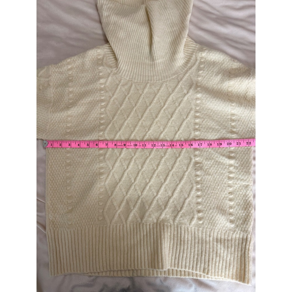 Draper James Ivory Cable Knit Cowl Neck Sweater Wool Blend Cream Womens Large - Picture 8 of 9